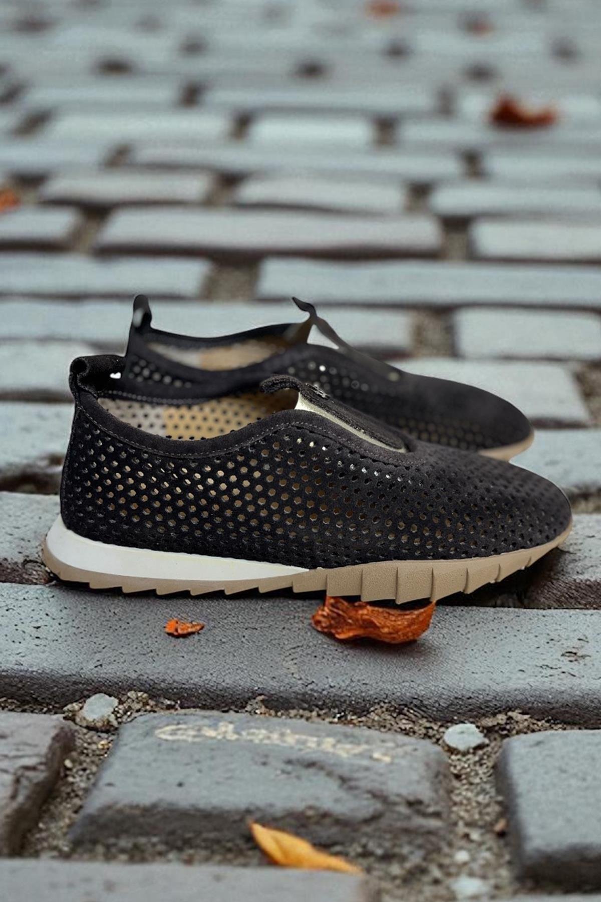 Kahve Hakiki Deri Süet Toka Detay Comfort Taban Spor Loafer