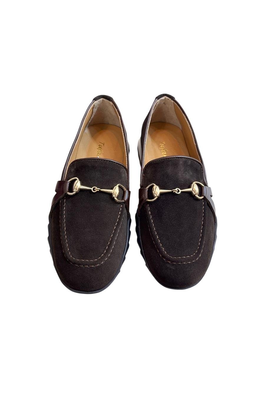 Kahve Hakiki Deri Süet Toka Detay Comfort Taban Spor Loafer