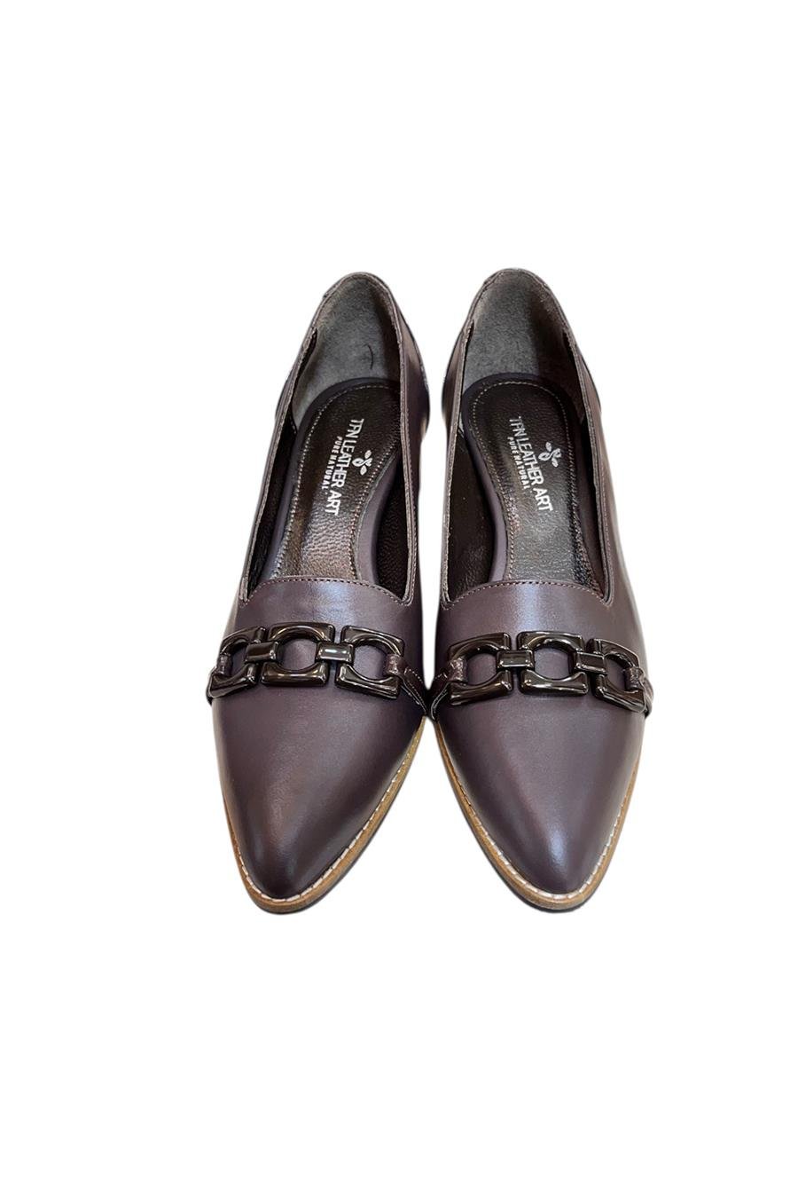 Kahve Hakiki Deri Toka Detay Ayakkabı