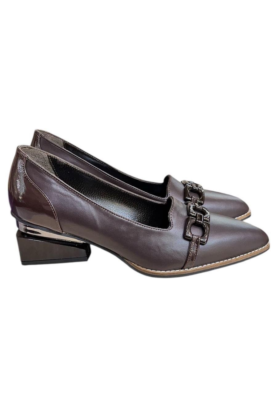 Kahve Hakiki Deri Toka Detay Ayakkabı