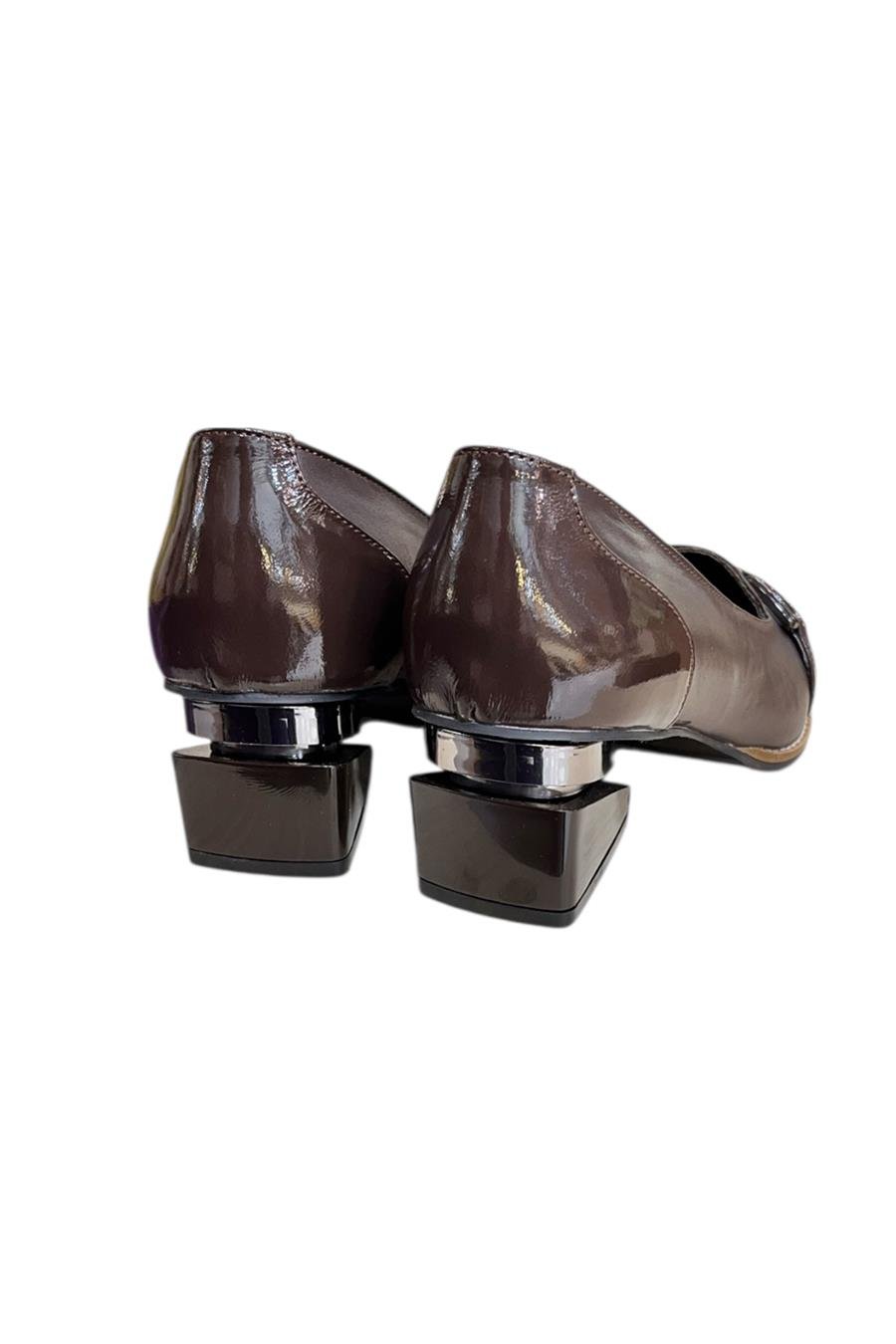 Kahve Hakiki Deri Toka Detay Ayakkabı