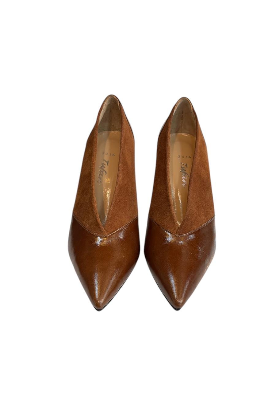 Kahve Hakiki Deri Topuklu Ayakkabı