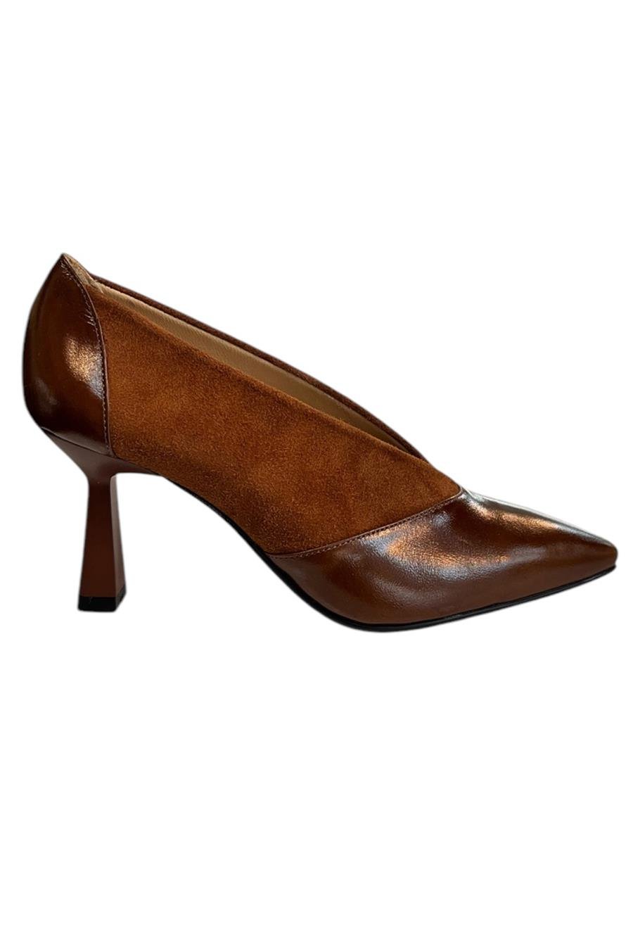 Kahve Hakiki Deri Topuklu Ayakkabı