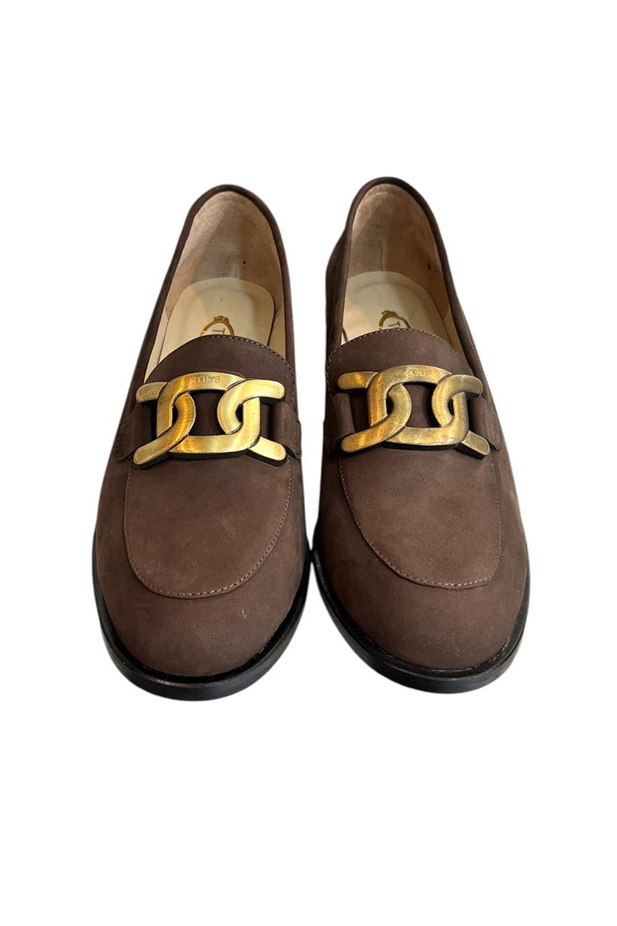 Kahve Hakiki Nubuk Deri Toka Detay Loafer