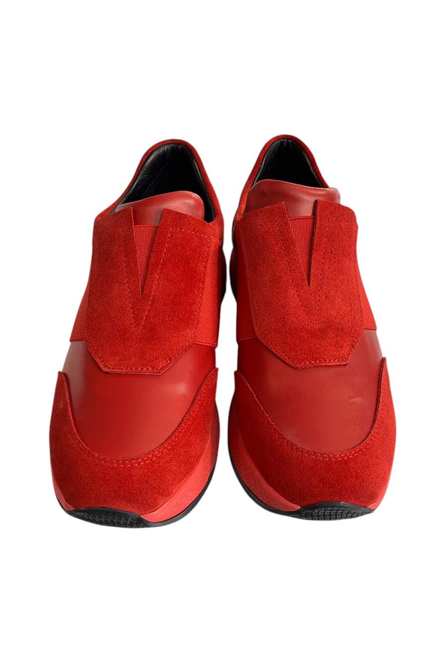 Kırmızı Hakiki Deri Comfort Taban Sneaker