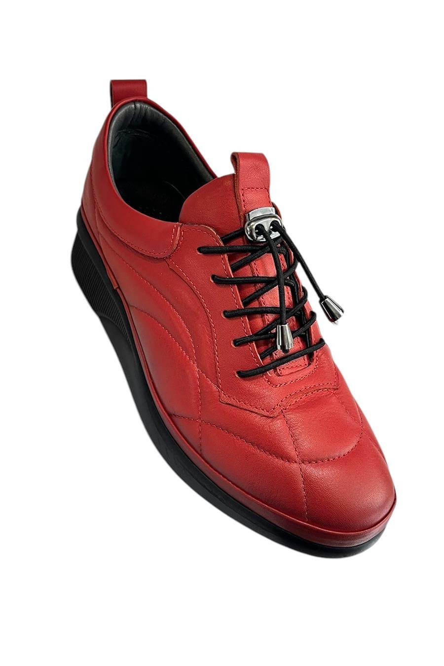 Kırmızı Hakiki Deri Comfort Taban Spor Ayakkabı