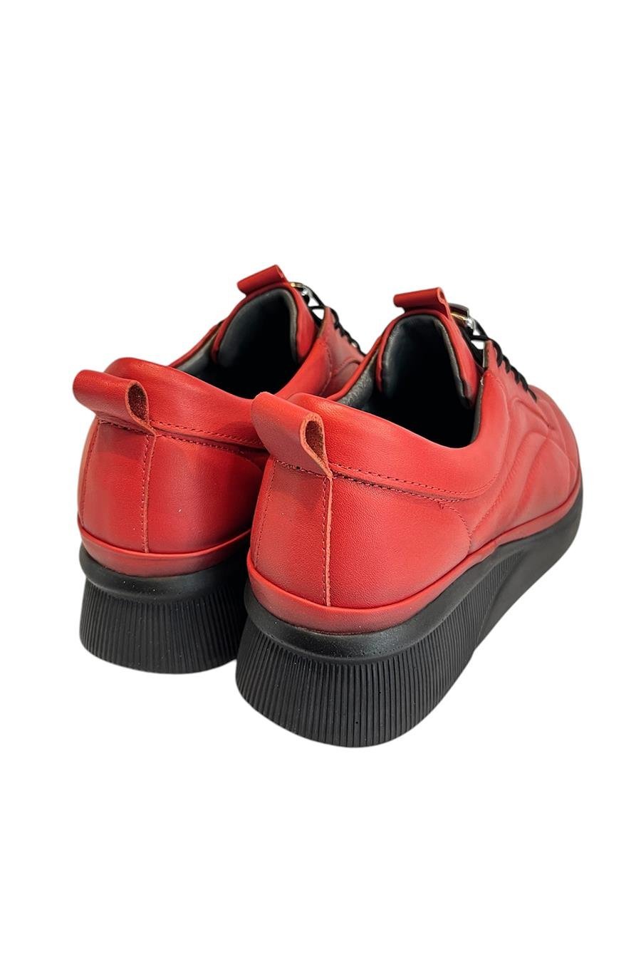 Kırmızı Hakiki Deri Comfort Taban Spor Ayakkabı