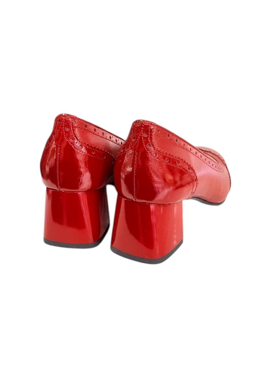Kırmızı Hakiki Deri  Topuklu Ayakkabı