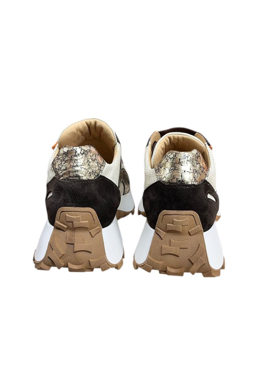 Krem Hakiki Deri Kahve Garnili Comfort Taban Bağcıklı Sneaker