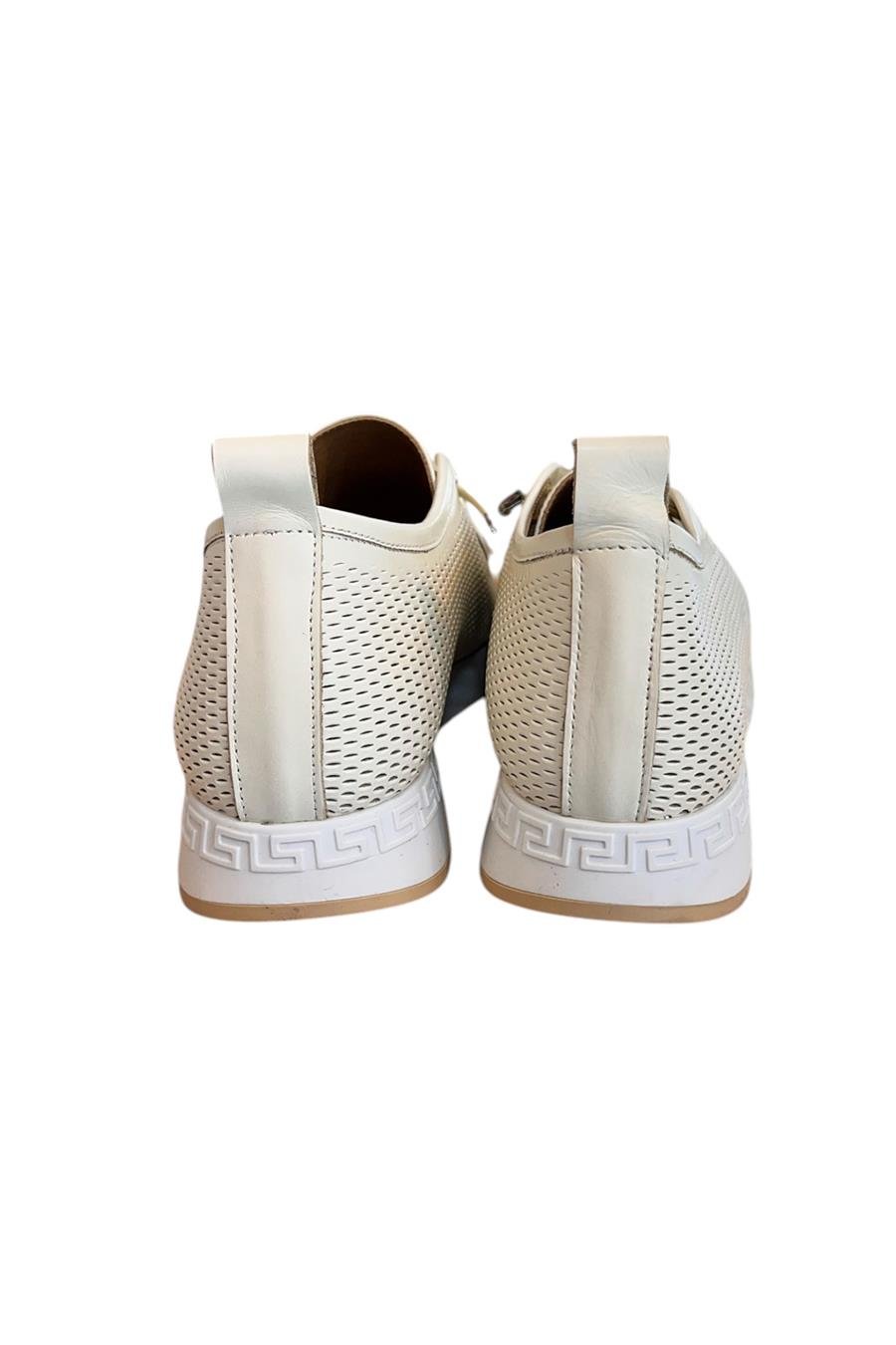 Krem Hakiki Deri Lastik Bağlı Comfort Taban Günlük Ayakkabı