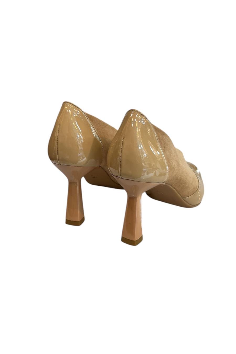 Krem Hakiki Deri Topuklu Ayakkabı