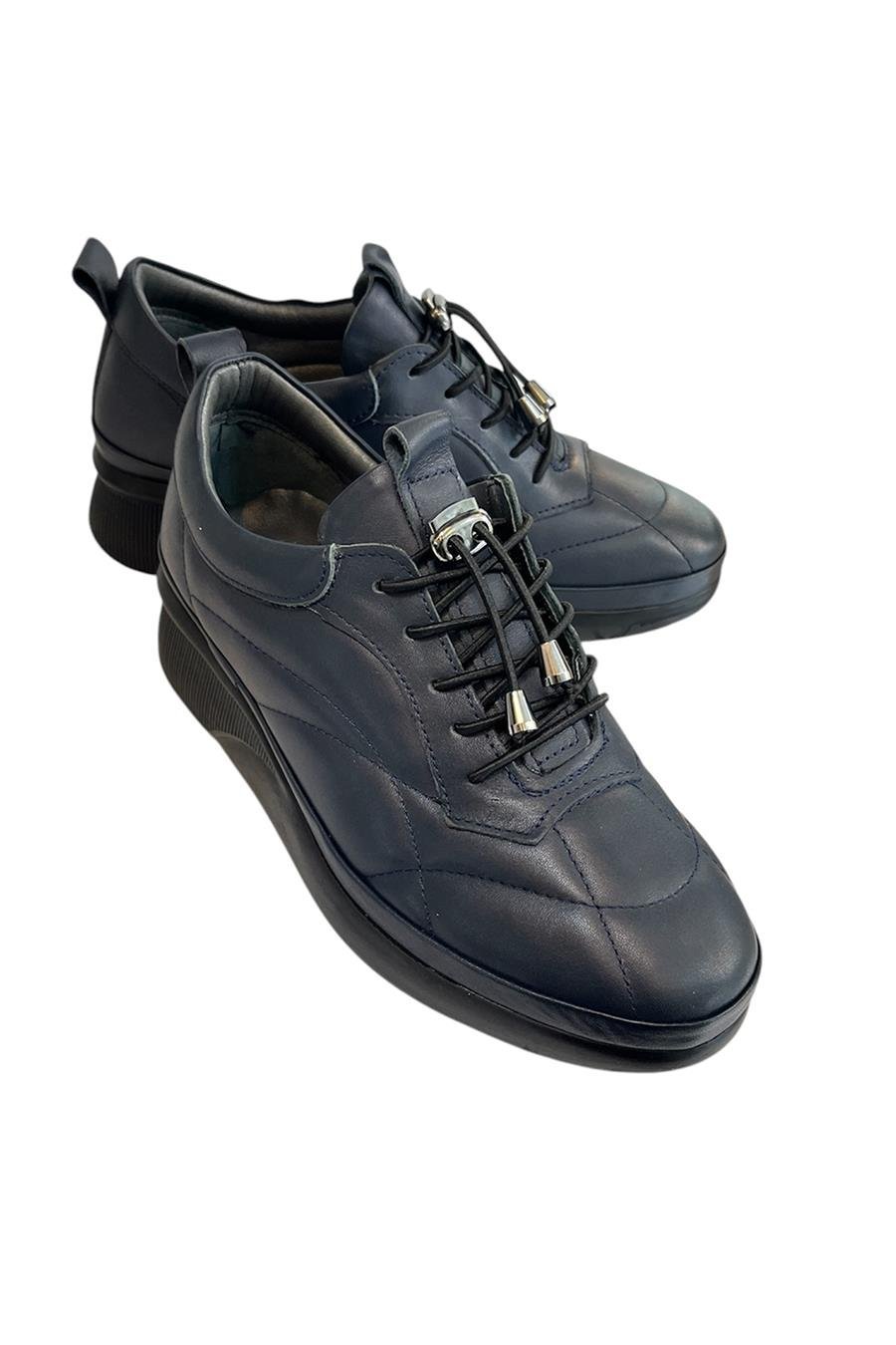 Lacivert Hakiki Deri Comfort Taban Spor Ayakkabı