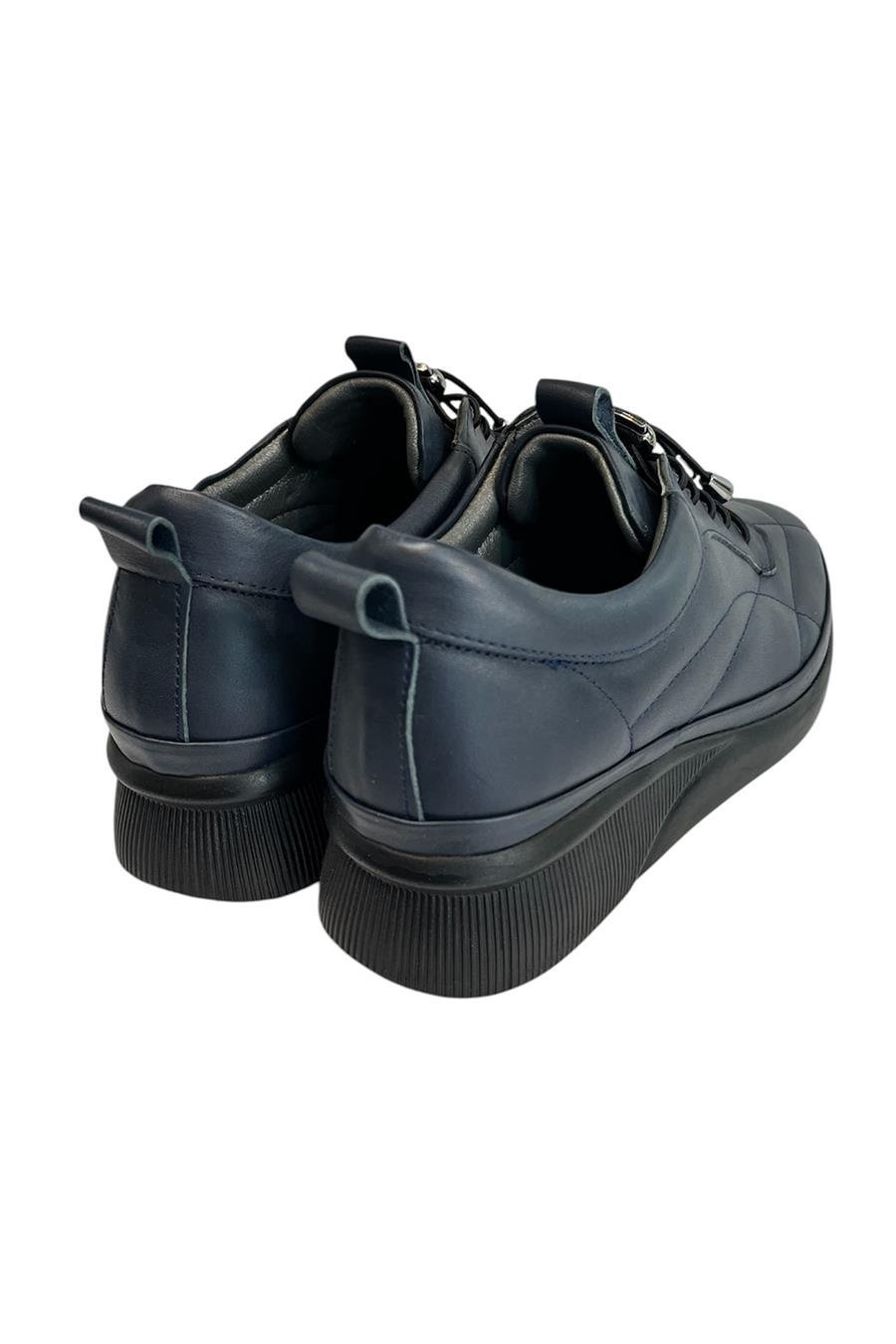 Lacivert Hakiki Deri Comfort Taban Spor Ayakkabı