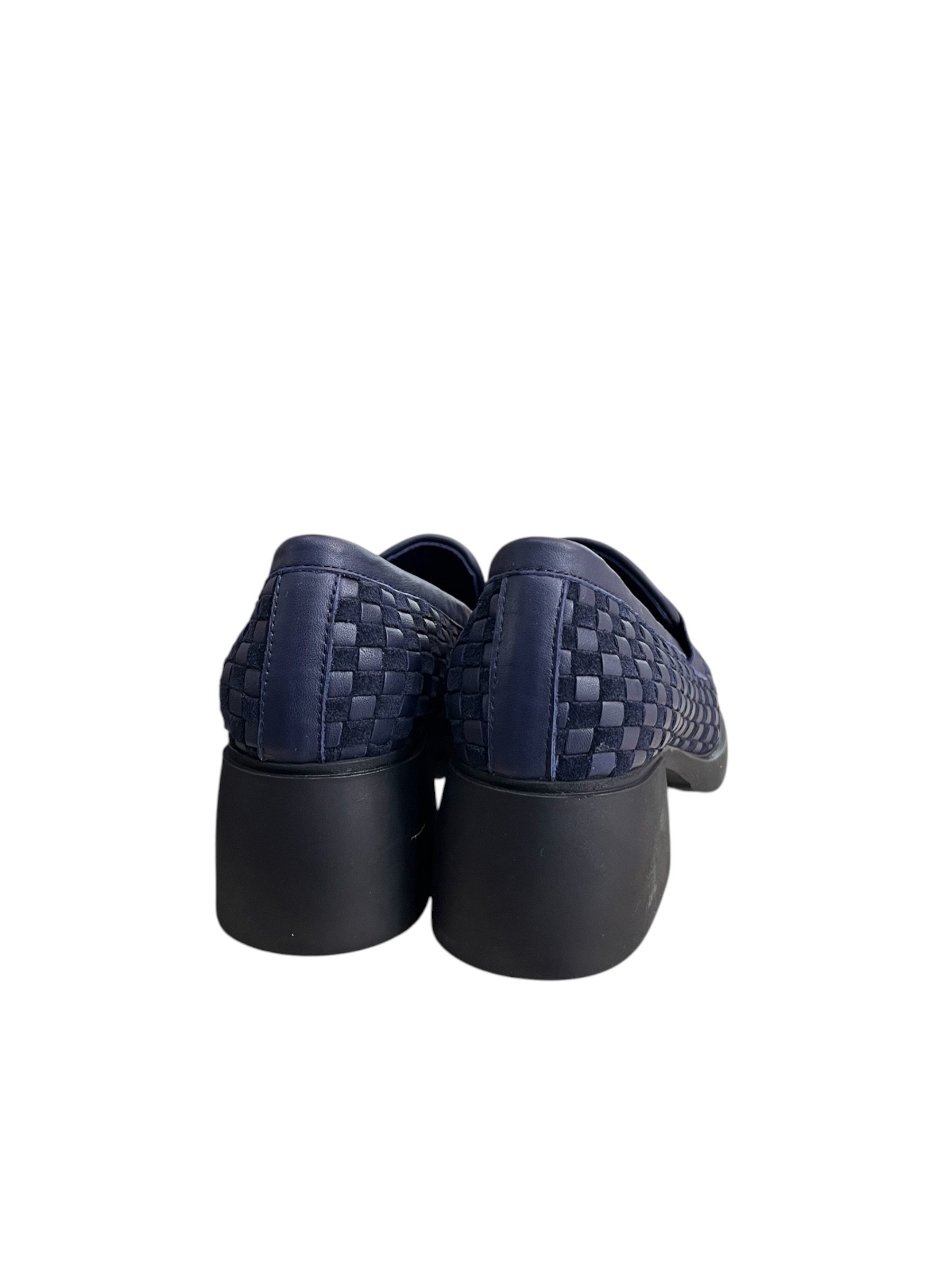 Lacivert  Hakiki Deri Örgü  Comfort Taban  Topuklu  Loafer