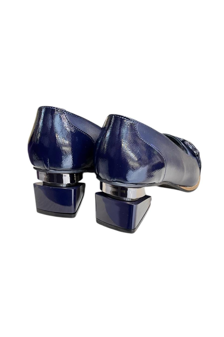 Lacivert Hakiki Deri Toka Detay Ayakkabı