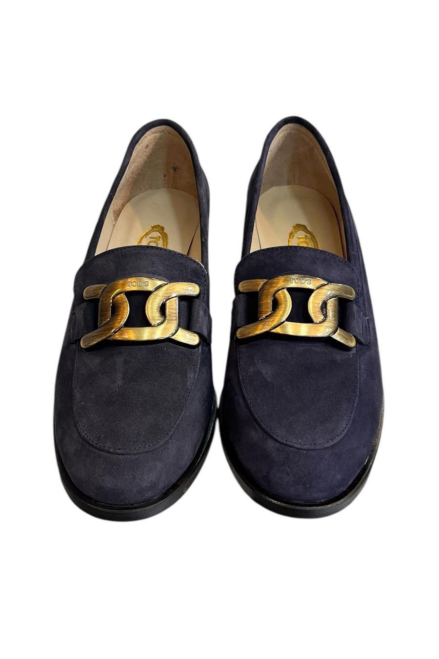 Lacivert Hakiki Nubuk Deri Toka Detay Loafer