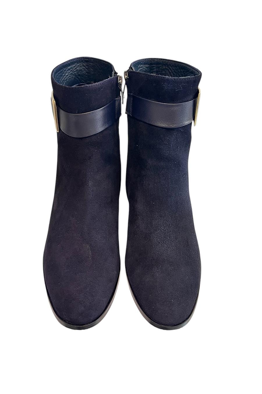 Lacivert Hakiki Süet Deri İçi Sıcak Astar Bot