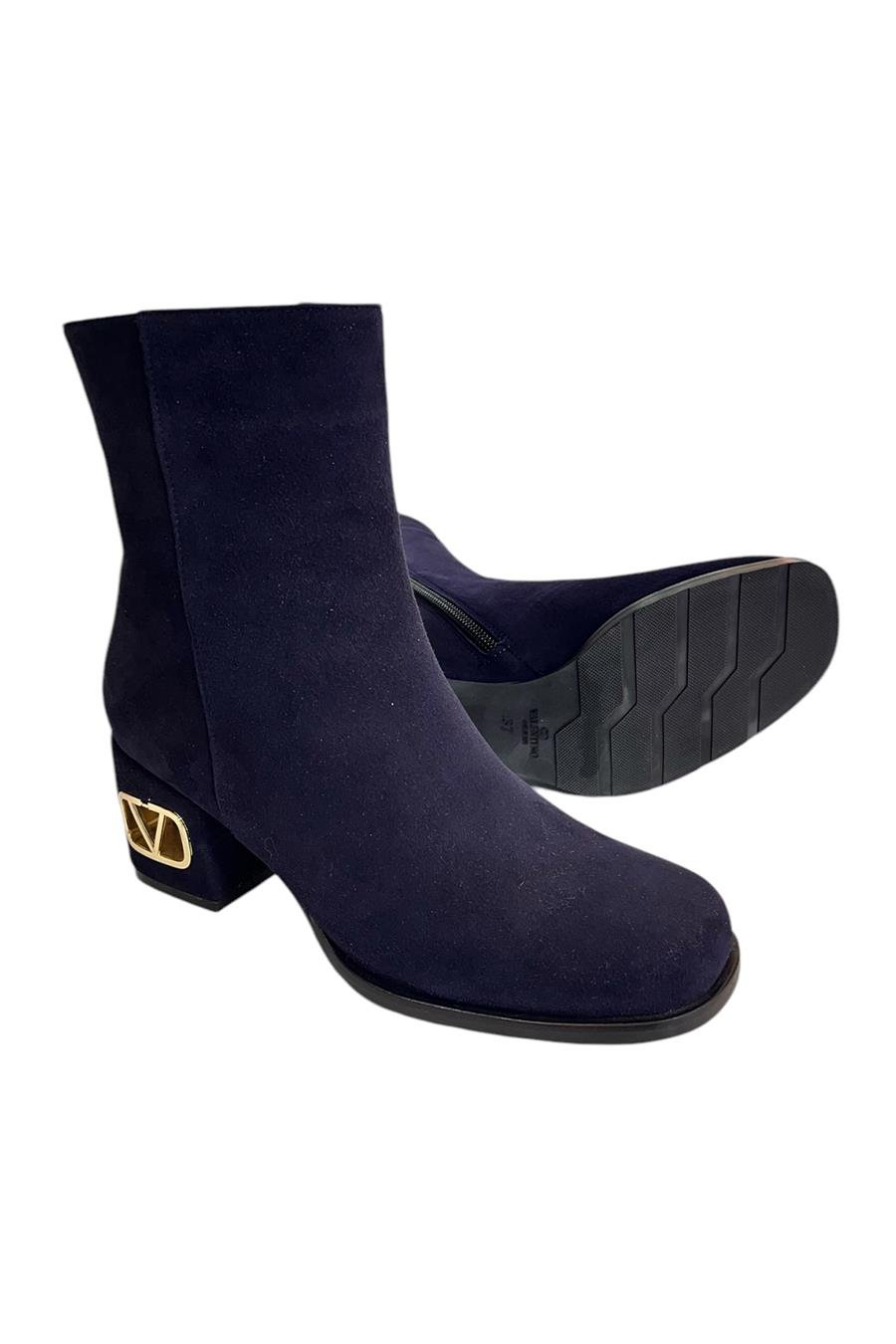 Lacivert Hakiki Süet Deri İçi Sıcak Astar Topuklu Bot