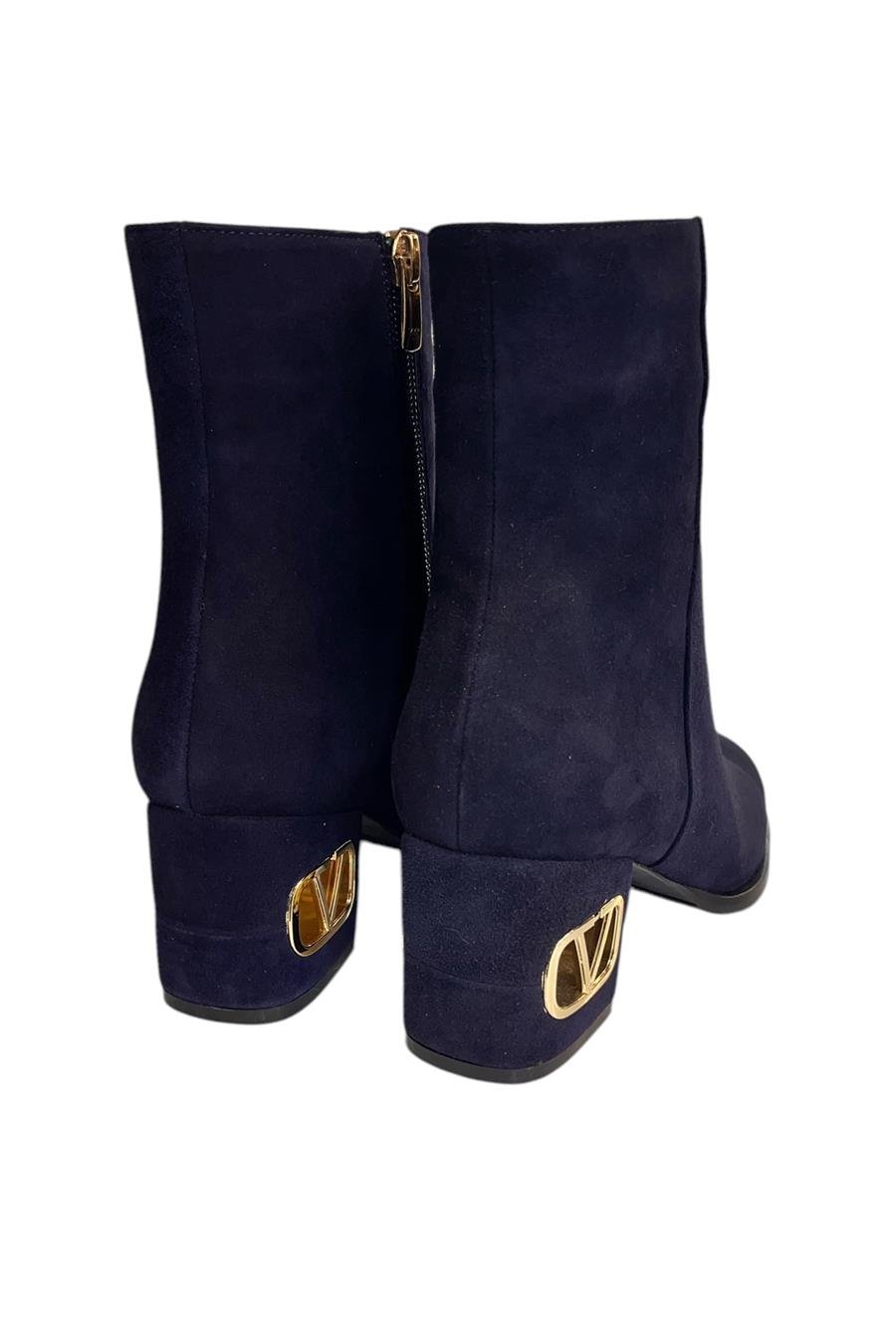 Lacivert Hakiki Süet Deri İçi Sıcak Astar Topuklu Bot