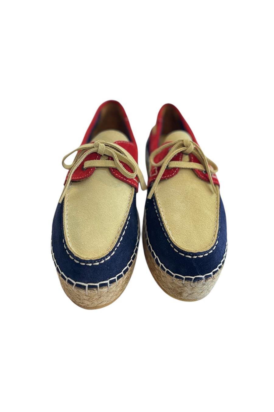 Lacivert Hakiki Süet Hasır Taban Bağlı Loafer 