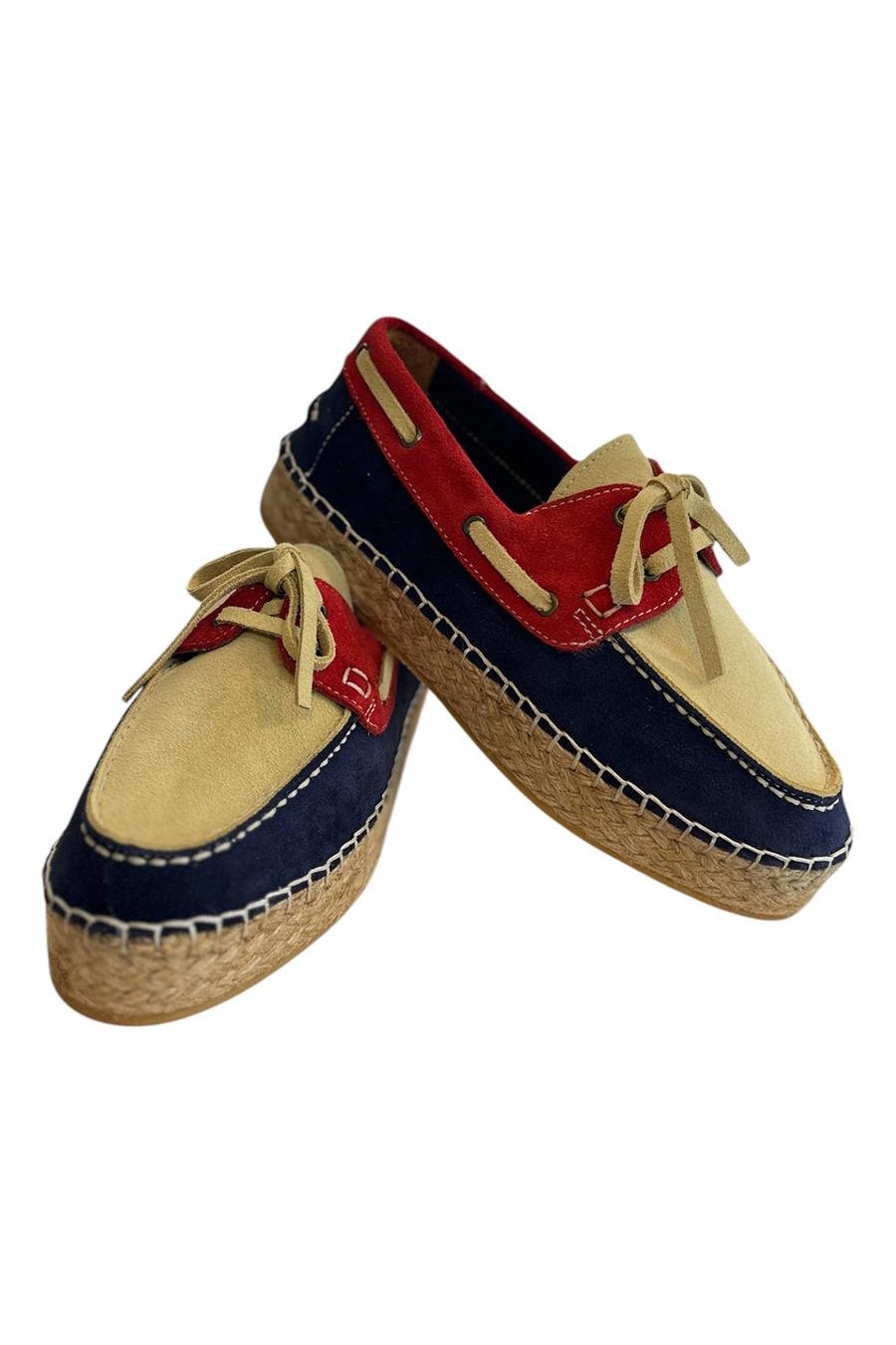 Lacivert Hakiki Süet Hasır Taban Bağlı Loafer 