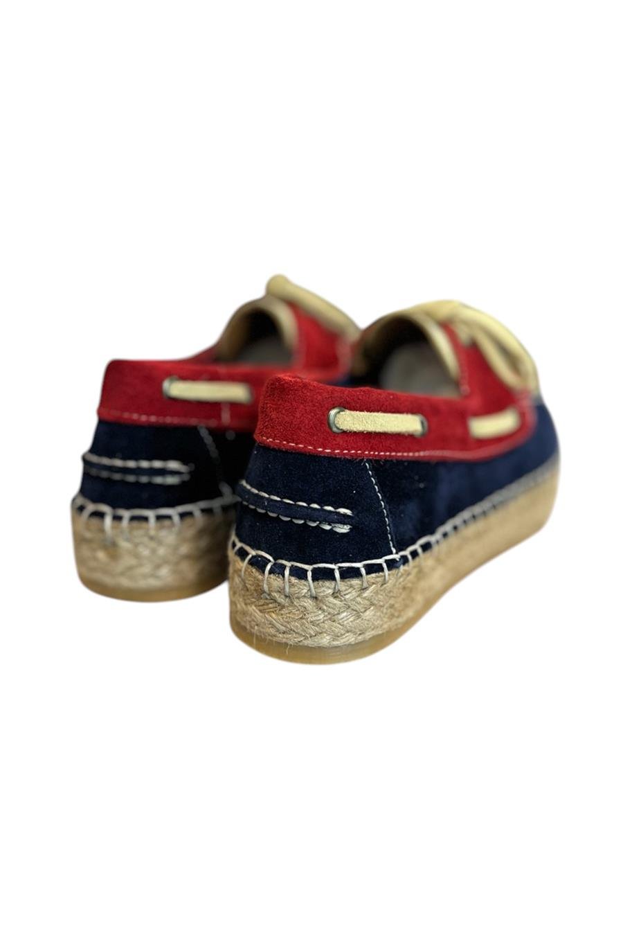 Lacivert Hakiki Süet Hasır Taban Bağlı Loafer 