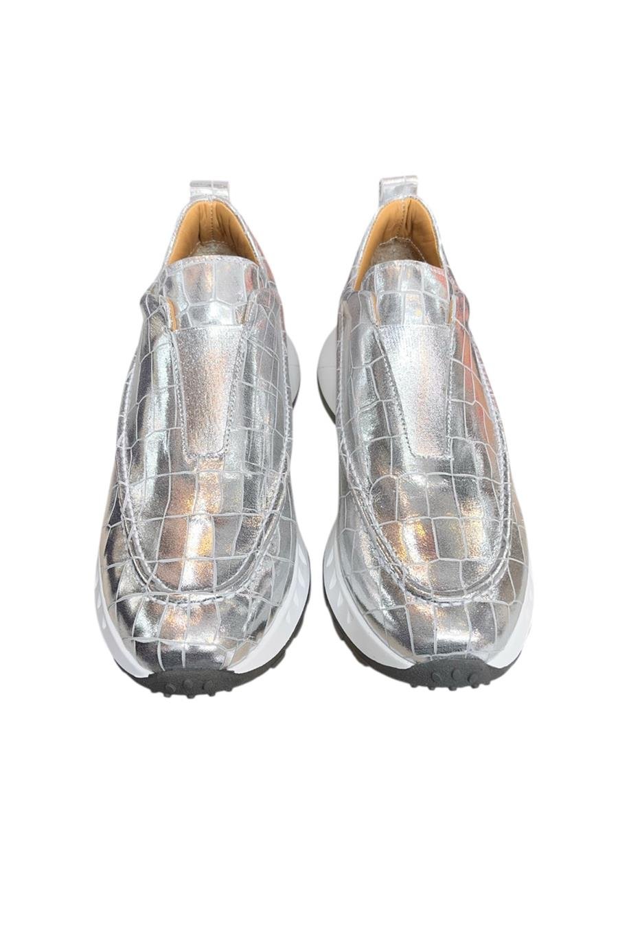 Lame Hakiki Deri Krokodil Desen Comfort Taban Sneaker