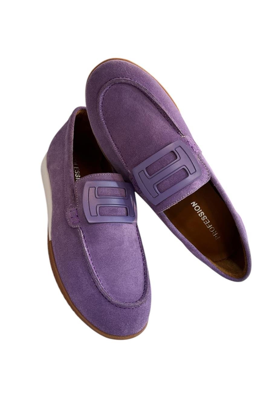 Lila Hakiki Süet Deri Toka Detay Comfort Günlük Ayakkabı