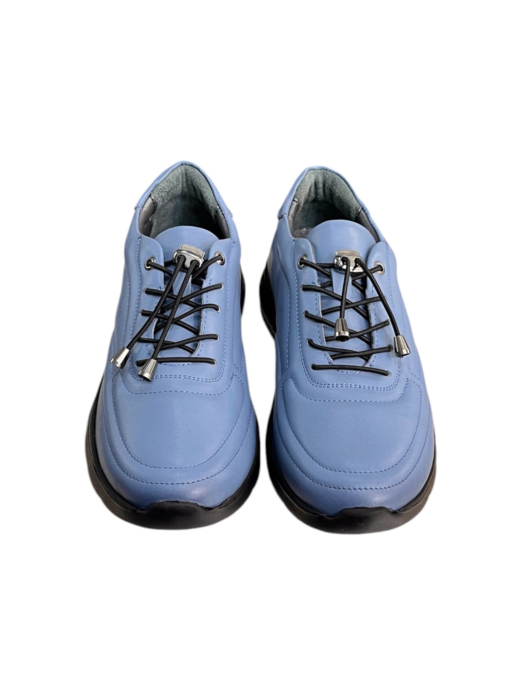 Mavi Hakiki Deri Comfort Taban Lastik Bağlı Sneaker