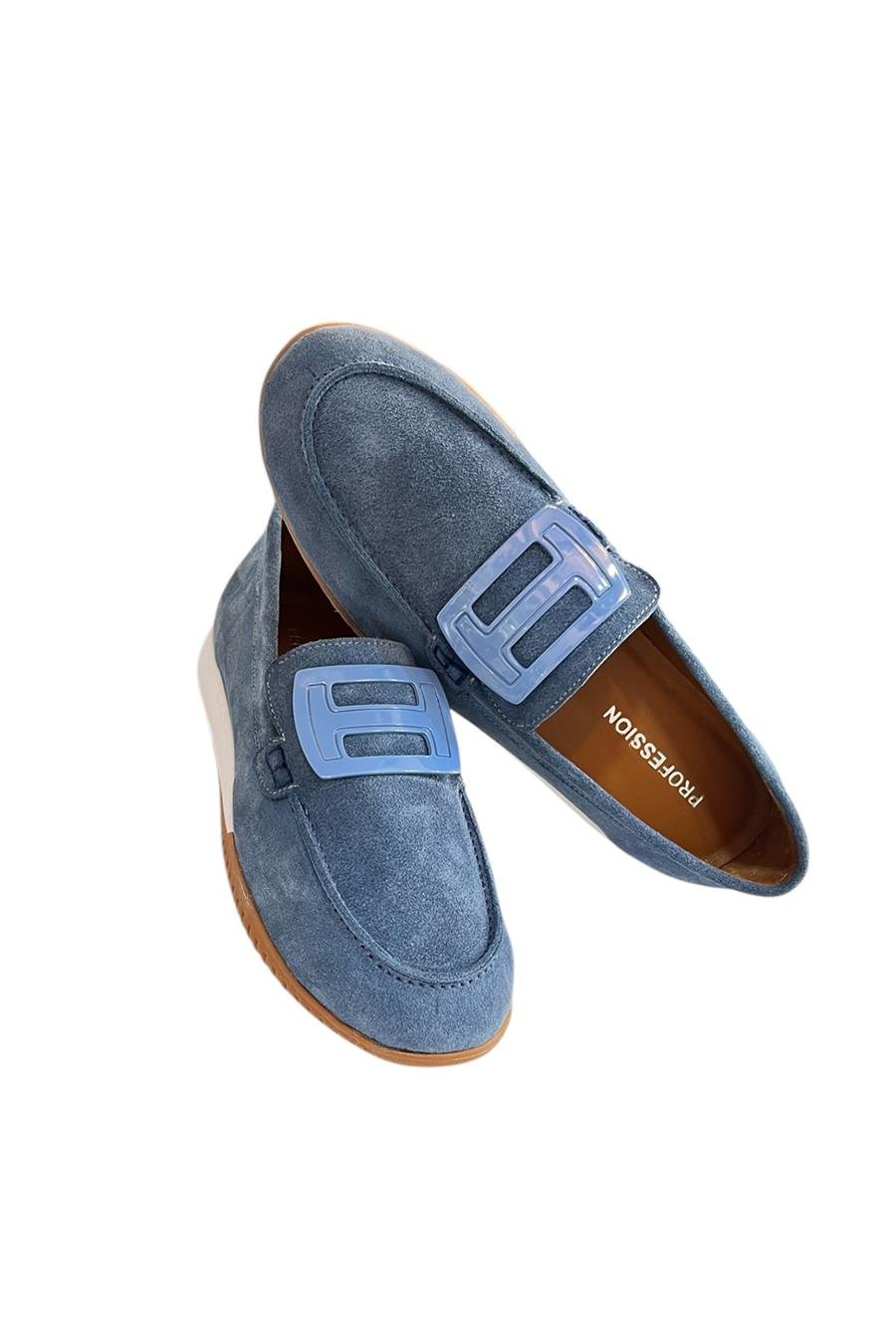 Mavi Hakiki Süet Deri Toka Detay Comfort Günlük Ayakkabı