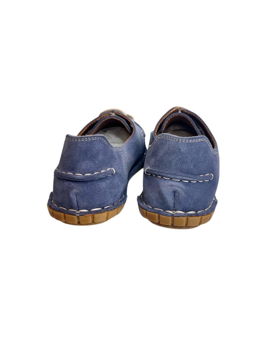 Mavi Süet Deri Ortopedik  Taban Günlük Ayakkabı