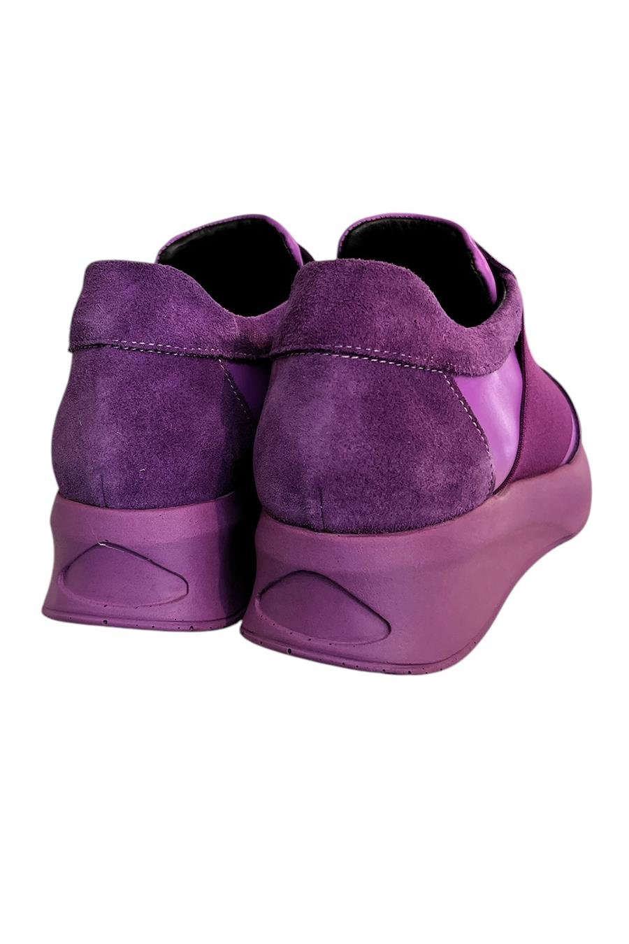 Mor Hakiki Deri Comfort Taban Sneaker