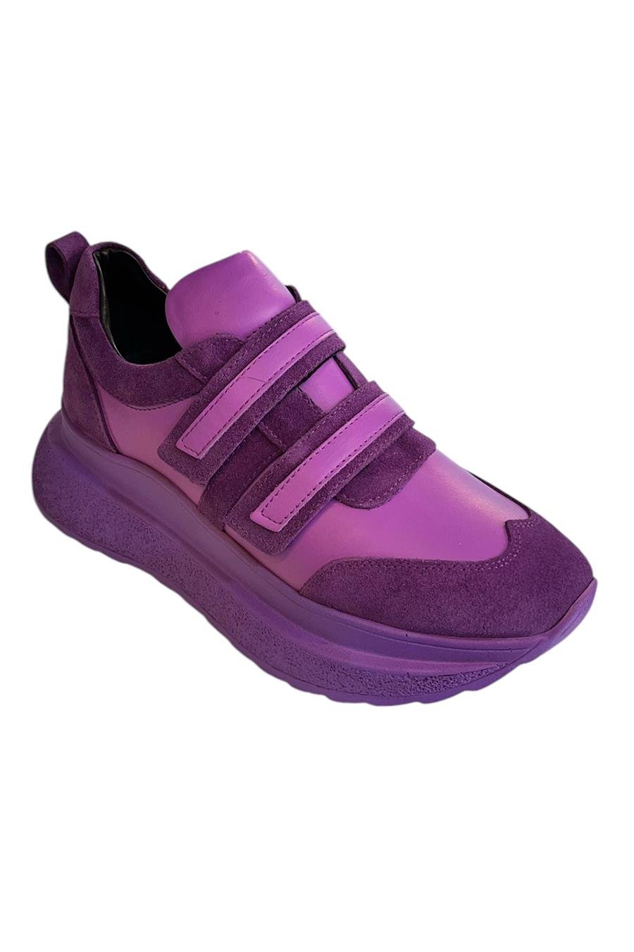 Mor Hakiki Deri Comfort Taban Sneaker