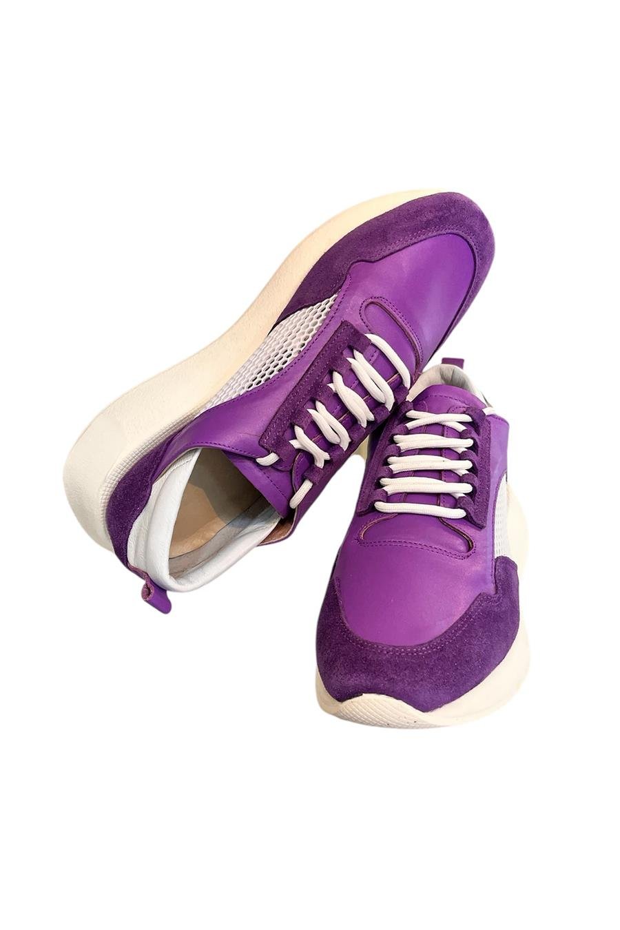 Mor Hakiki Deri File Detay Spor Ayakkabı