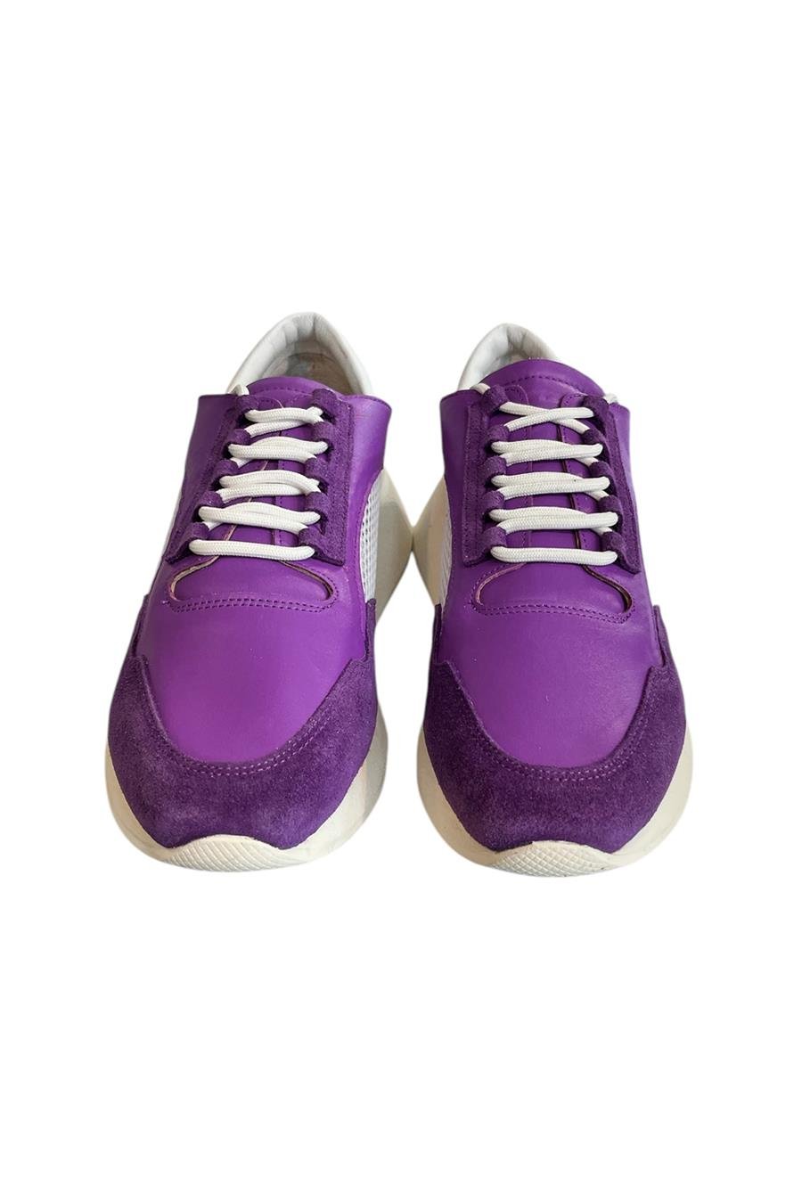 Mor Hakiki Deri File Detay Spor Ayakkabı