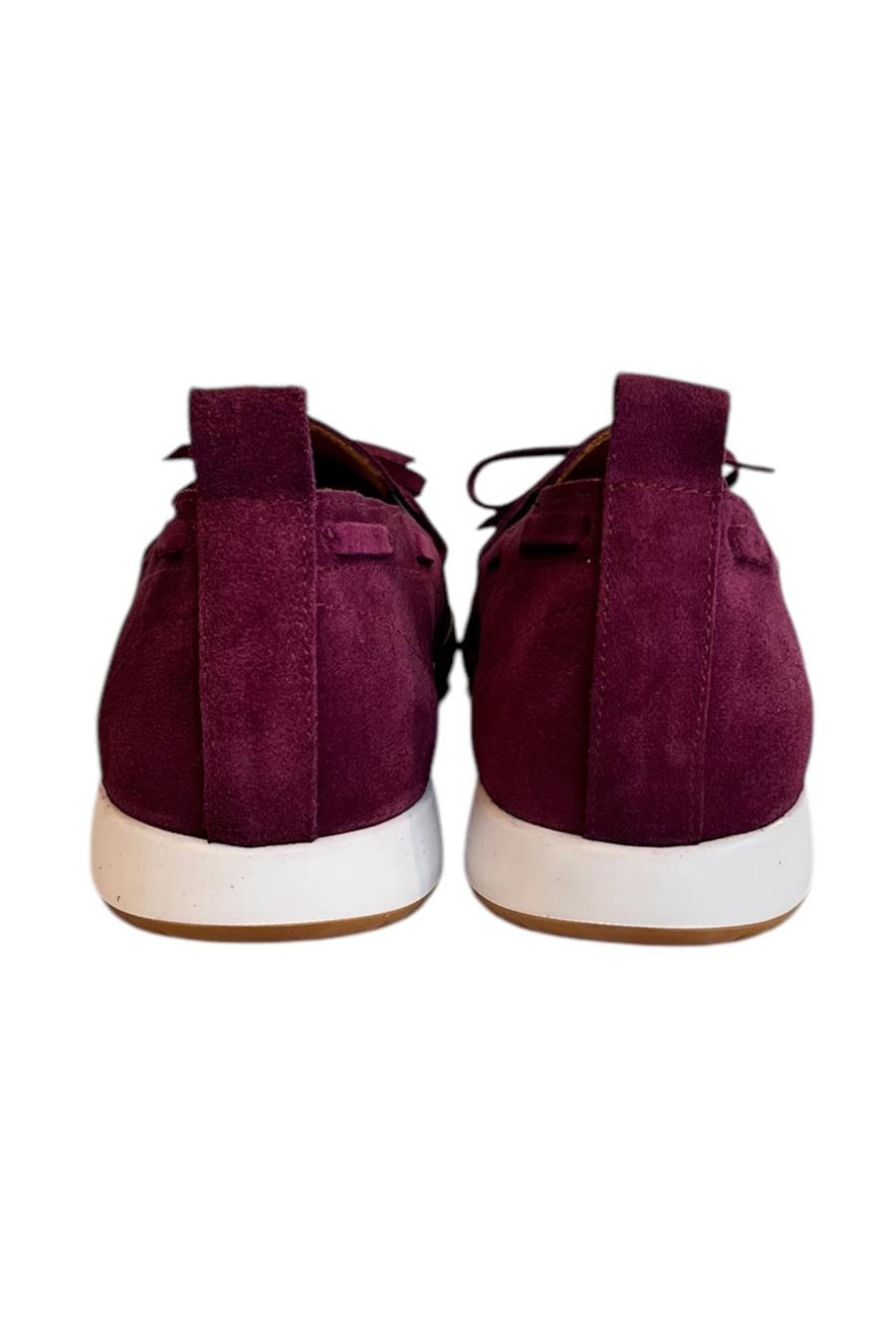 Mor Hakiki Deri Süet Fiyonk Detay Comfort Taban Loafer  