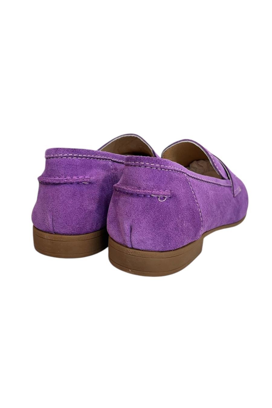 Mor Hakiki Süet Deri Loafer