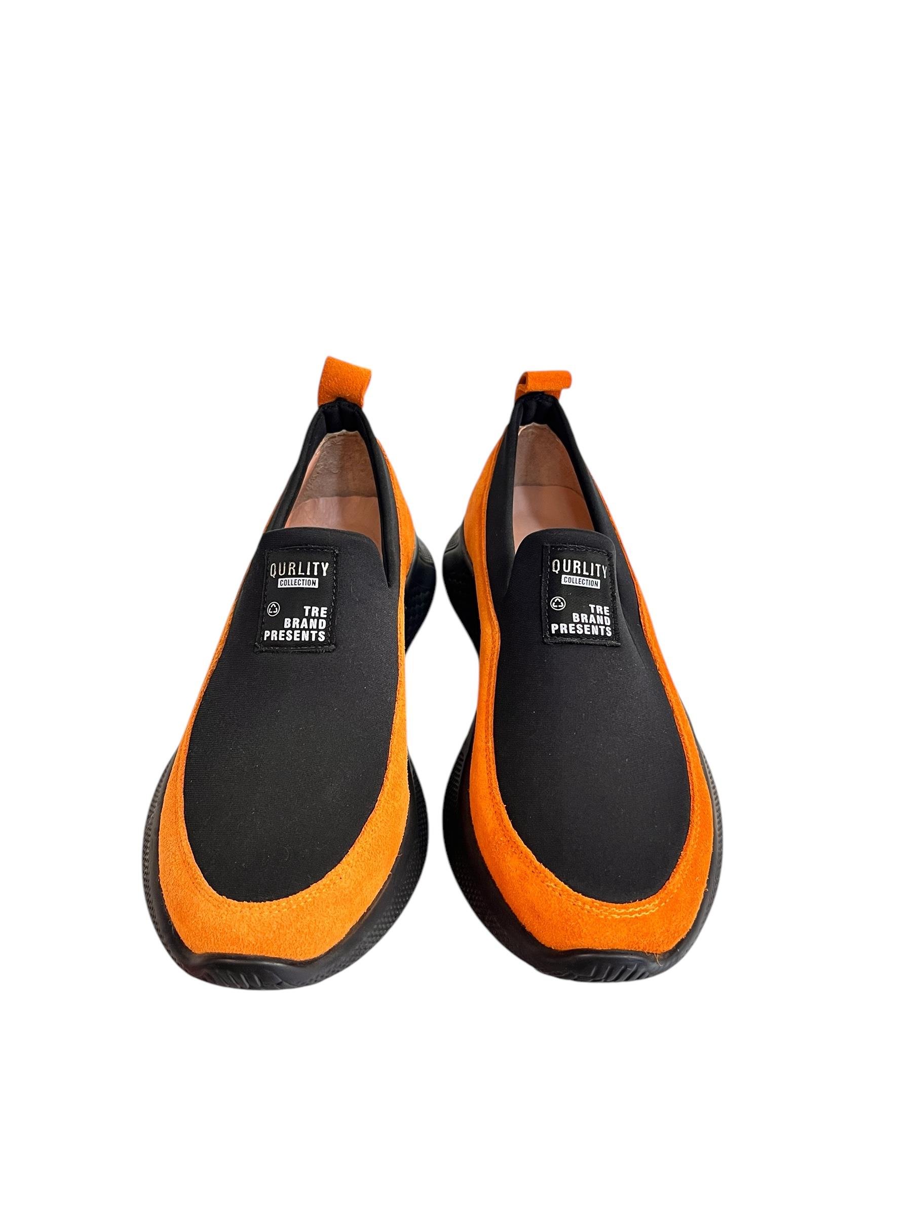 Oranj Süet Hakiki Deri Strech Yüzlü Comfort Sneaker