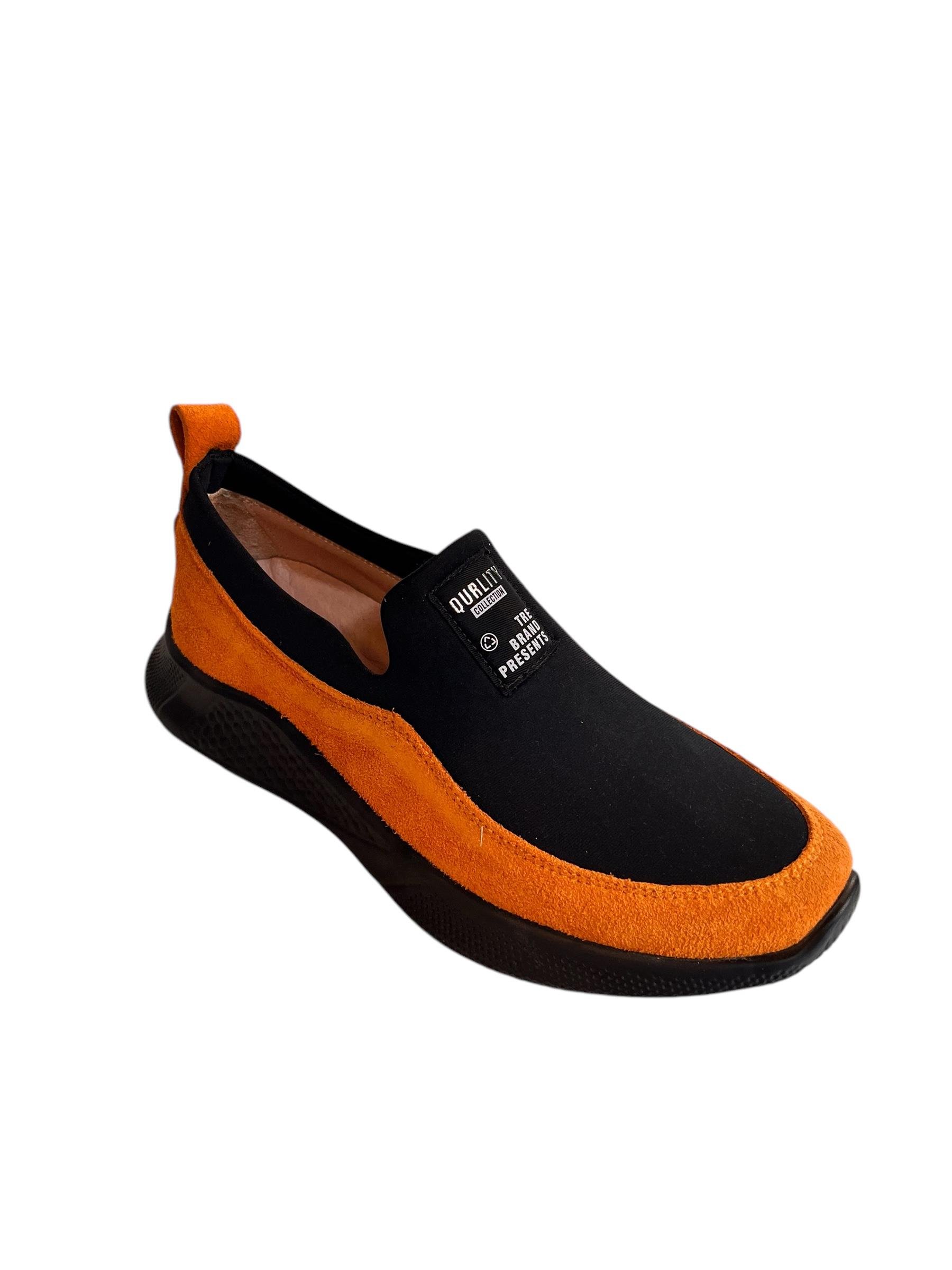 Oranj Süet Hakiki Deri Strech Yüzlü Comfort Sneaker