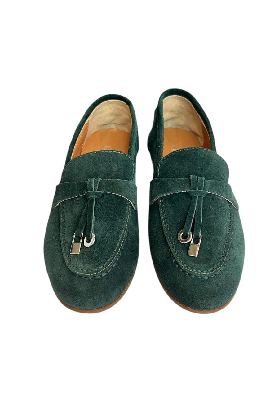 Petrol Yeşili Hakiki Süet Deri Loafer