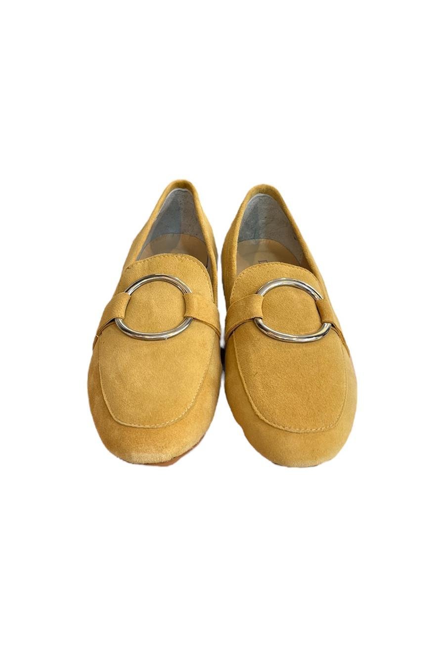 Sarı Hakiki Süet Deri Toka Detay Loafer