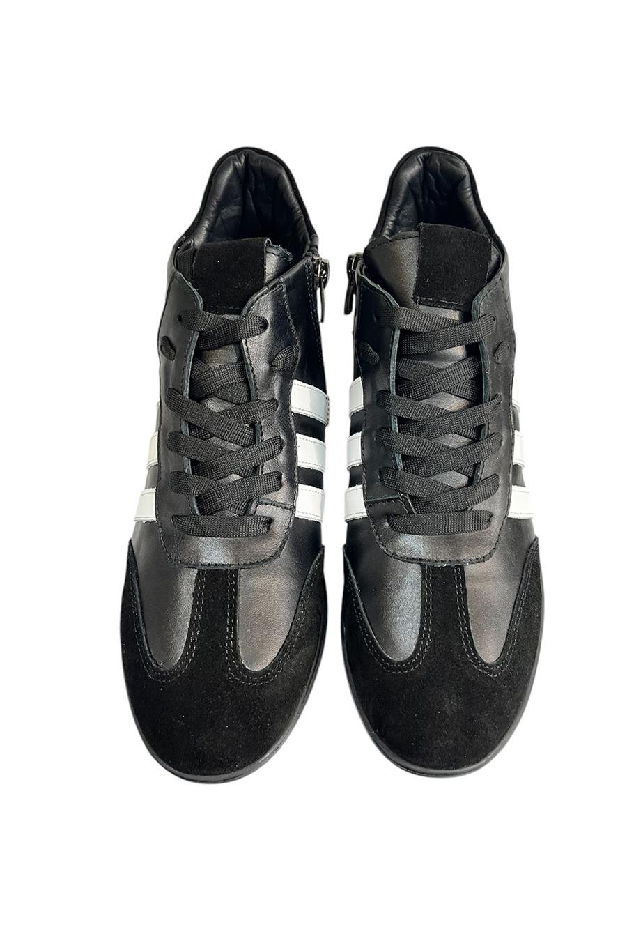 Siyah Hakiki  Deri Comfort Taban Bilek Boy Sneaker