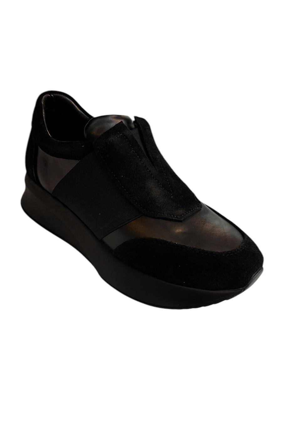 Siyah Hakiki Deri Comfort Taban Sneaker