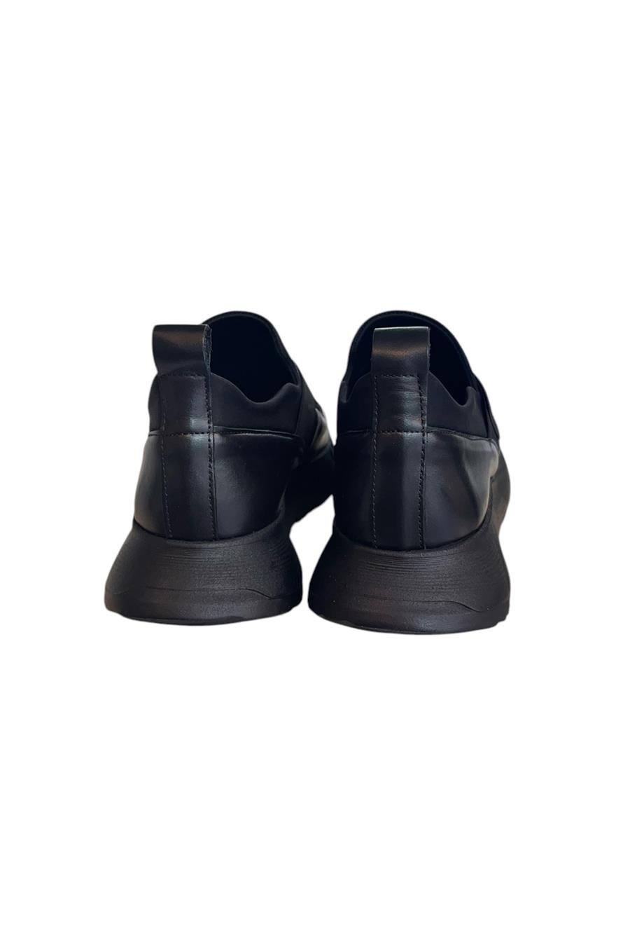 Siyah Hakiki Deri Comfort Taban Sneaker