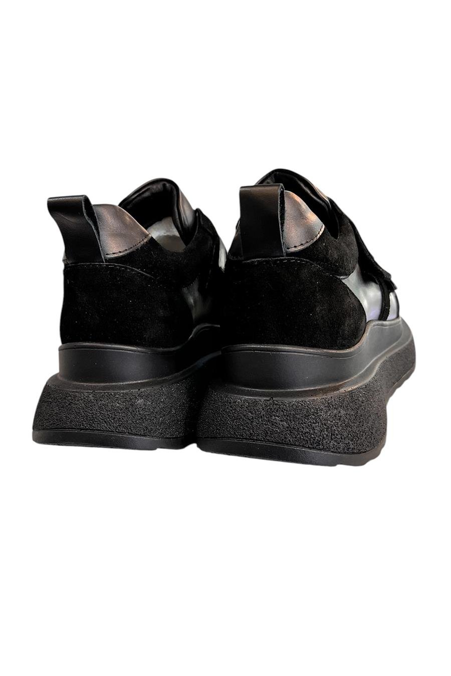 Siyah Hakiki Deri Comfort Taban Sneaker