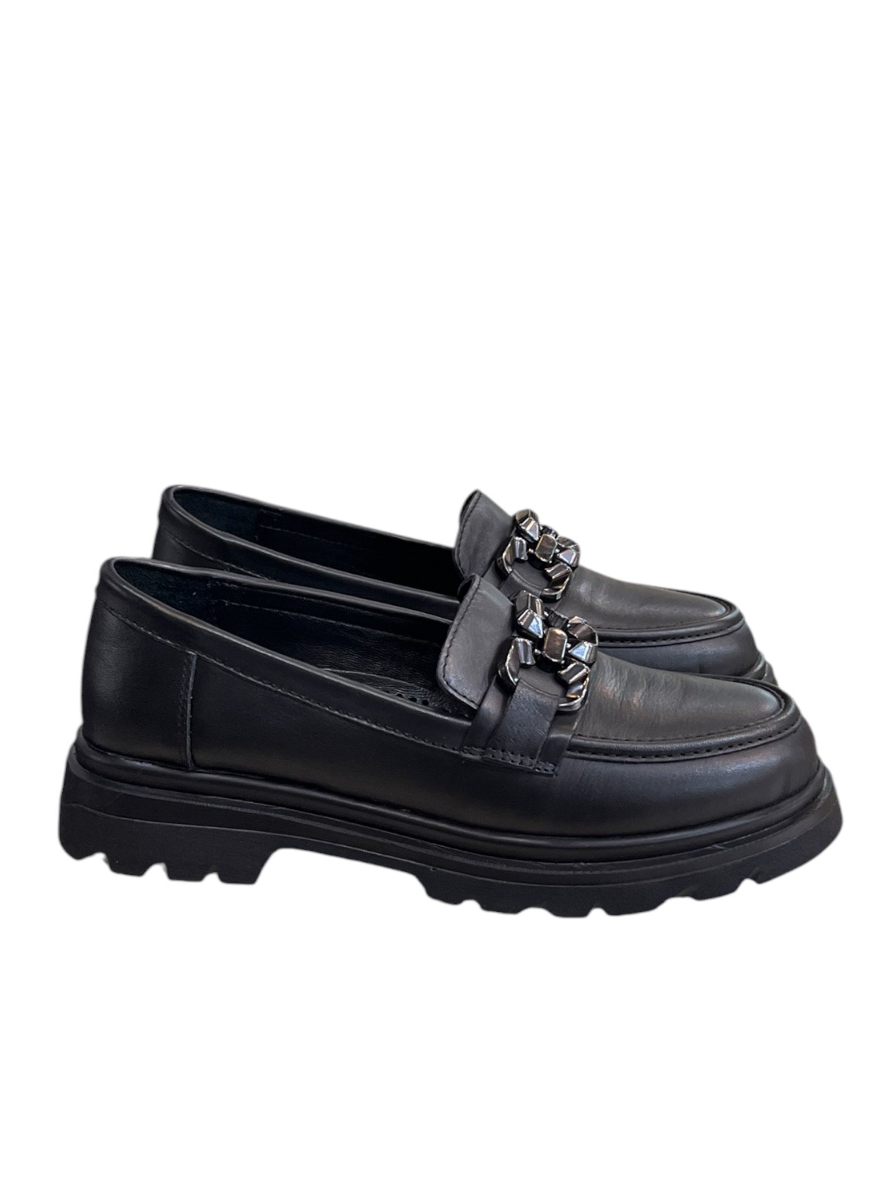 Siyah Hakiki Deri  Comfort Taban  Toka  Detay Loafer