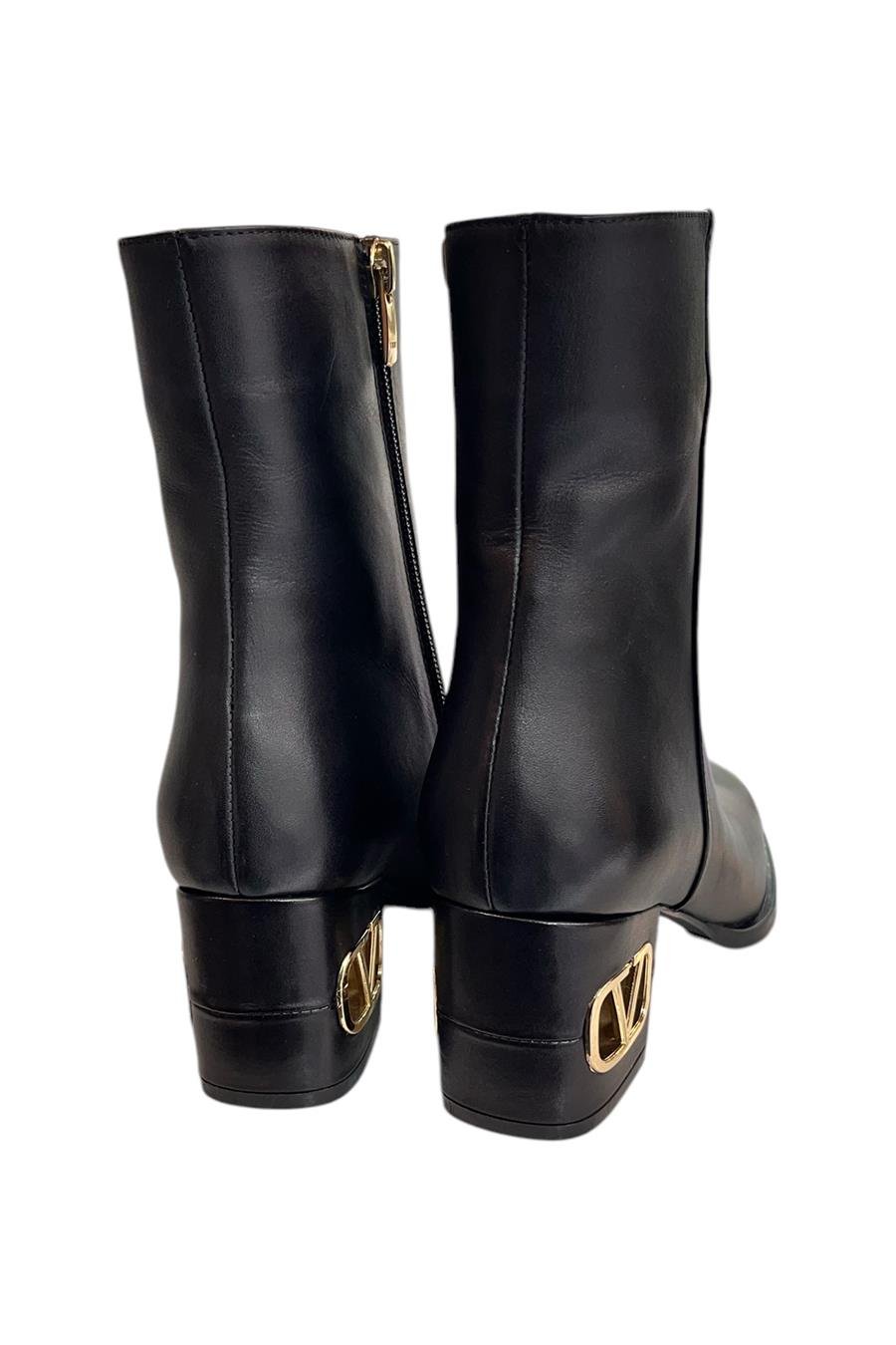 Siyah Hakiki Deri İçi Sıcak Astar Topuklu Bot