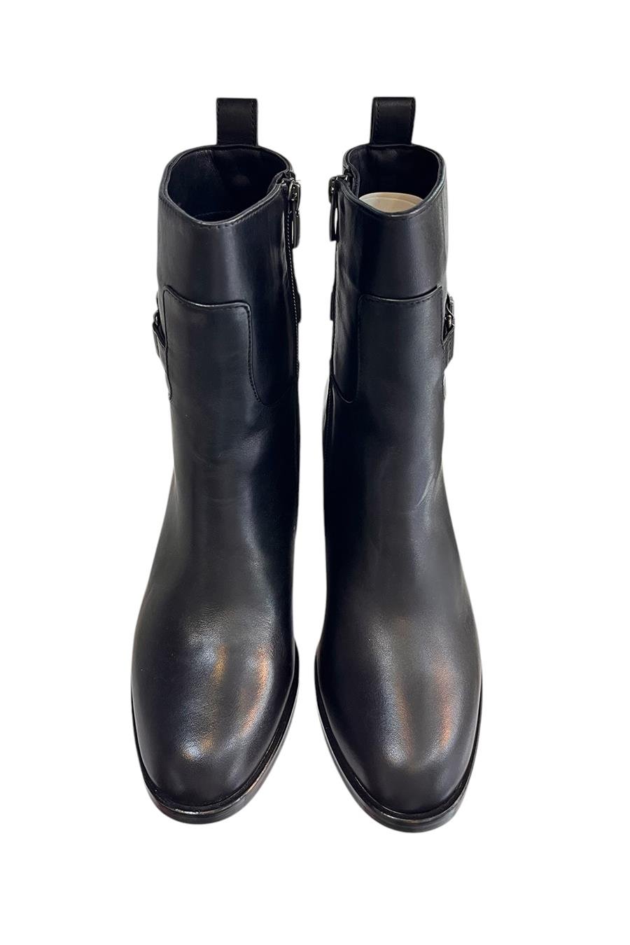 Siyah Hakiki  Deri İçi Sıcak Astarlı Topuklu Bot