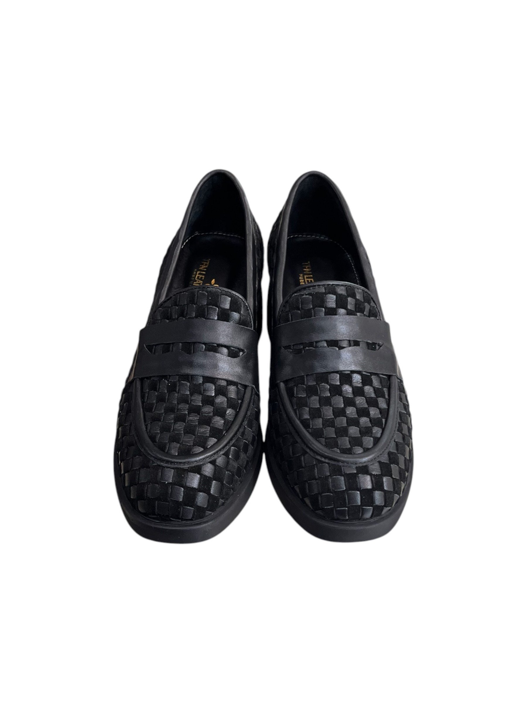 Siyah Hakiki Deri Örgü  Comfort Taban  Topuklu  Loafer