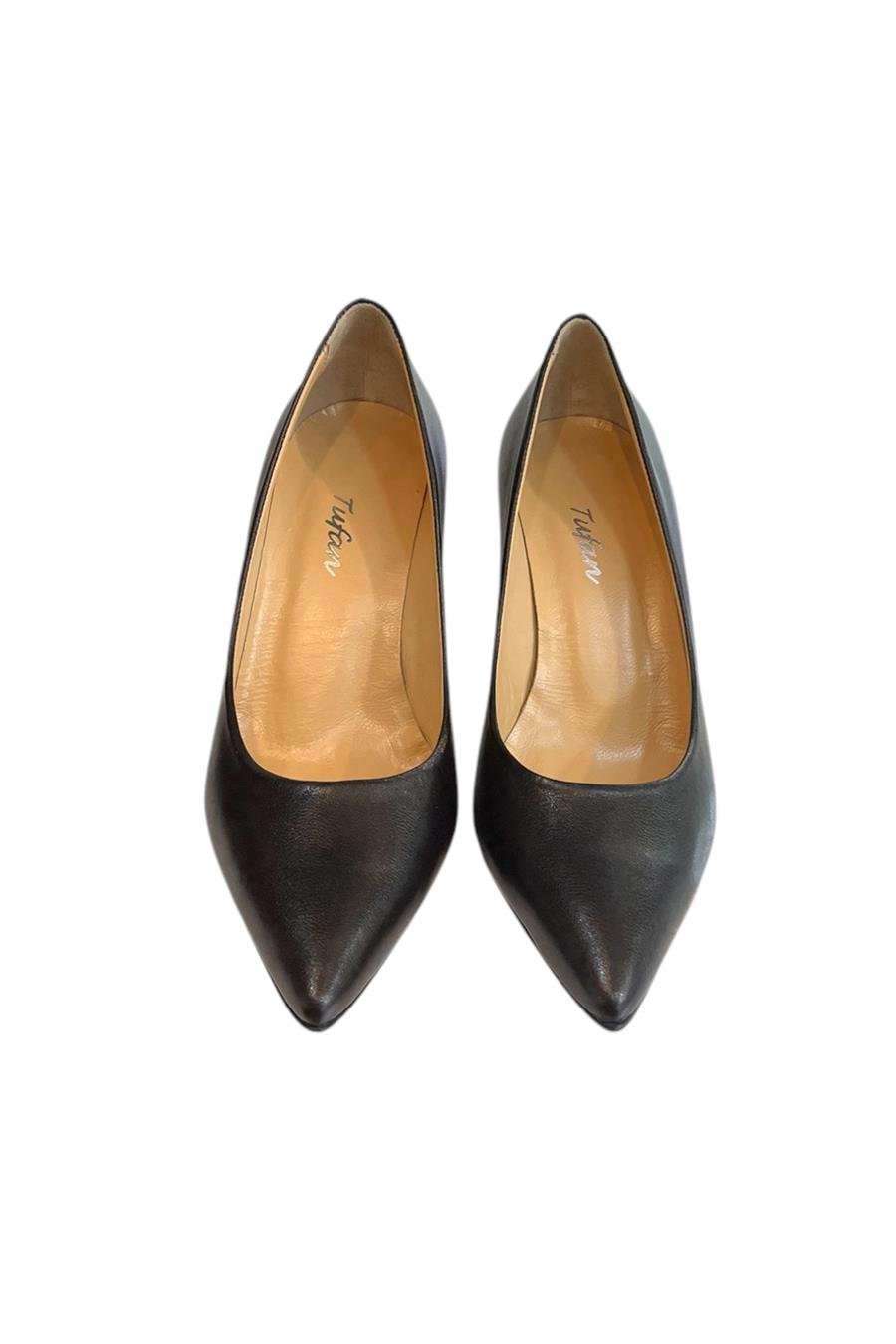 Siyah Hakiki Deri Stiletto